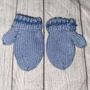 Toddler knit mittens blue 